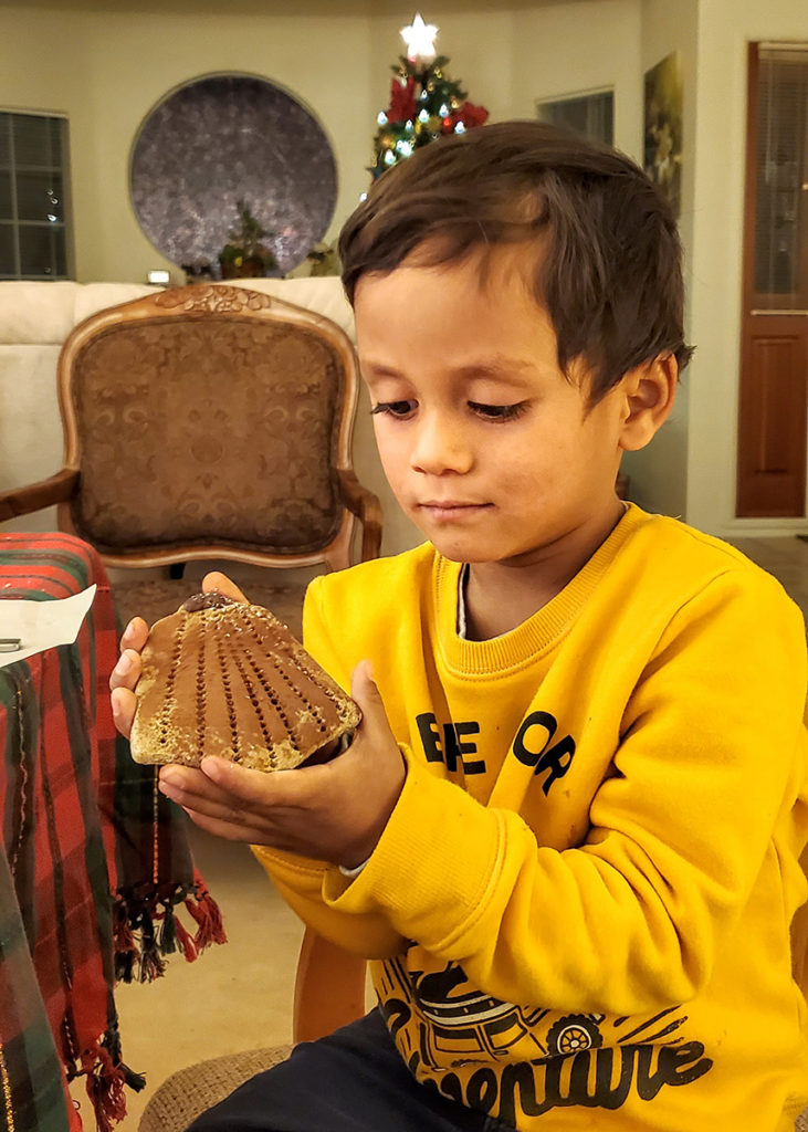 my son with his christmas cookie