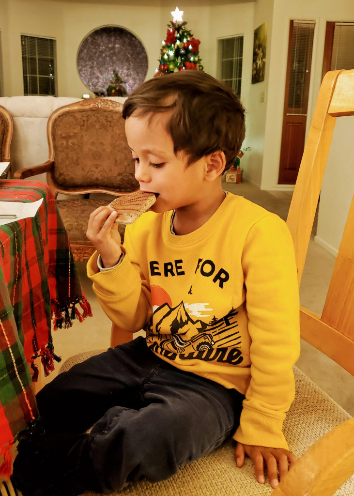 my son eating his allergy-friendly cookie