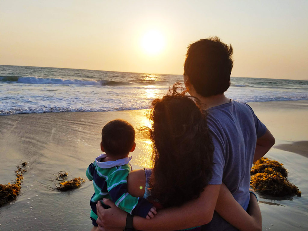 family getting sunshine